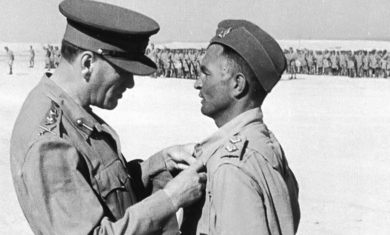 Charles Upham receives his Victoria Cross, November 22, 1941