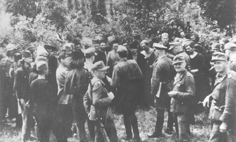 Chetniks and German soldiers prepare for a fight against the Partisans