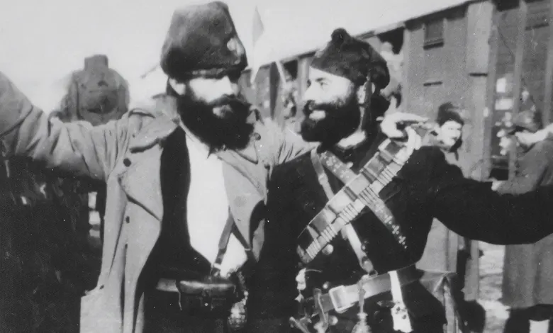 Chetniks at the railway station in Nikšić, on their way to the Neretva, 1943