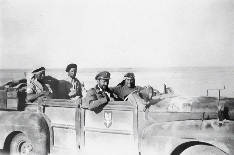 David Stirling in his Chevrolet truck ('Blitz-buggy') with three SAS personnel