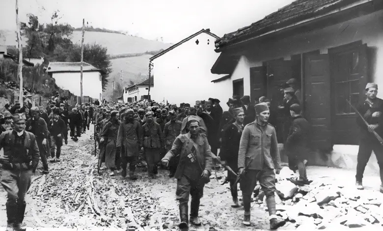 German POWs escorted by the Partisans near Užice, 1941