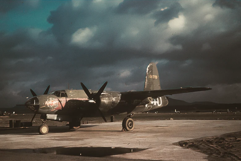 A B-26 Marauder (serial number 41-31773) nicknamed "Flak Bait" of the 322nd Bomb Group, Andrews Field Aerodrome, England