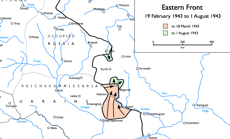 Battle of Kursk map, 1943