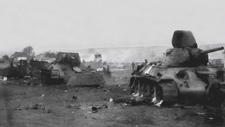 Destroyed T-34s in the Battle of Kursk