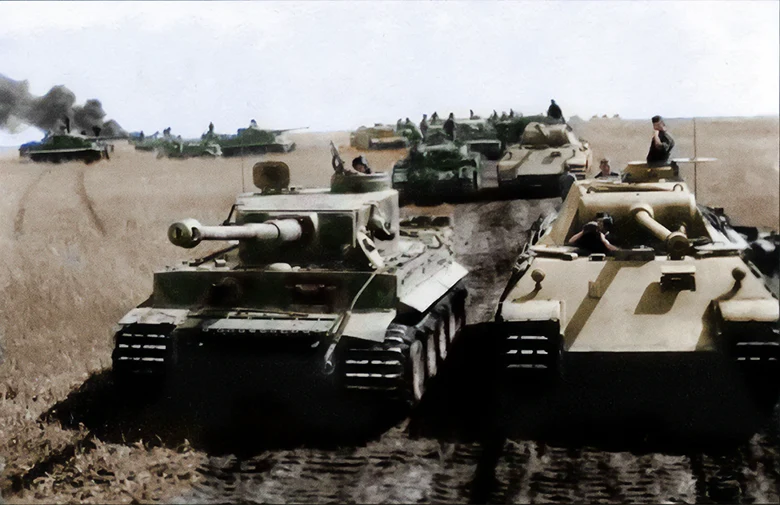 Panthers of Pz. Abt 51 alongside Tigers of the 13.Kp Pz.Rgt. GD, Kursk 1943