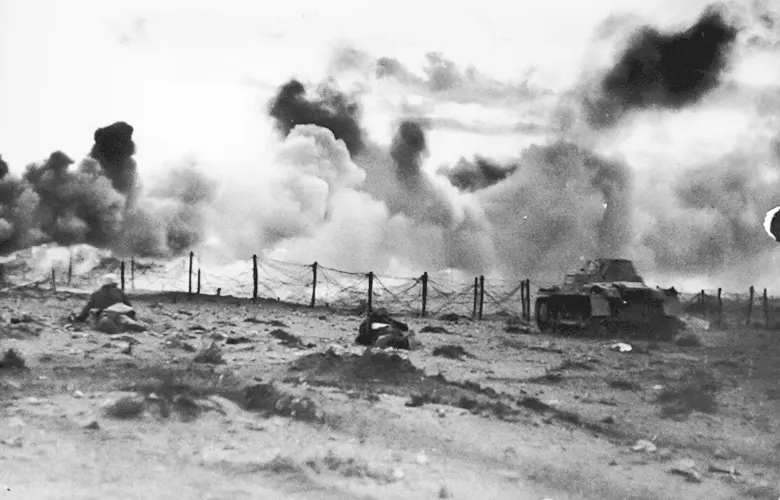 Part of the final German assault on Tobruk, probably taken on 20 July 1942, when the Germans penetrated the wire